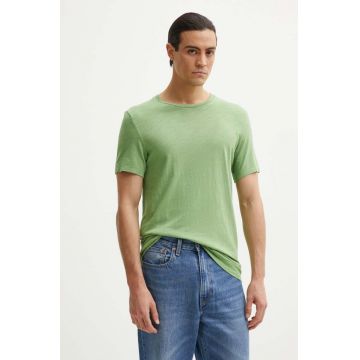 American Vintage tricou din bumbac barbati, culoarea maro, neted, MBYSA18BH24