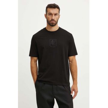 Armani Exchange tricou din bumbac barbati, culoarea negru, cu imprimeu, 6DZTLE ZJ9JZ