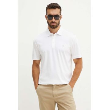 BOSS polo de bumbac culoarea alb, neted, 50520297