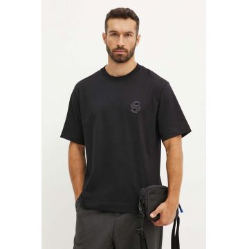 BOSS tricou din bumbac barbati, culoarea negru, cu imprimeu, 50518743