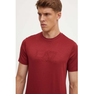 EA7 Emporio Armani tricou barbati, culoarea bordo, cu imprimeu, PJUJZ.6DPT71