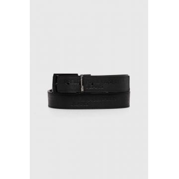 Karl Lagerfeld Jeans curea cu doua fete barbati, culoarea negru, 245D3103