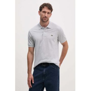 Lacoste polo de bumbac culoarea gri, melanj