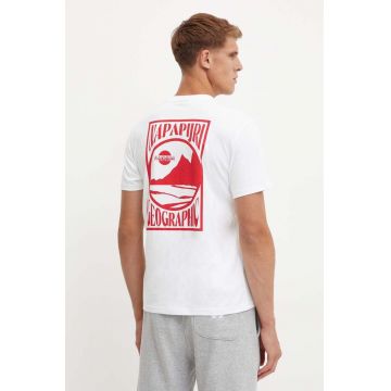 Napapijri tricou din bumbac S-Mele barbati, culoarea alb, cu imprimeu, NP0A4IN40021