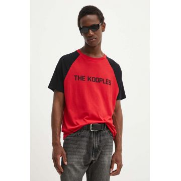 The Kooples tricou barbati, culoarea rosu, cu imprimeu, HTSC29010K