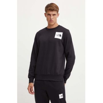 The North Face bluza Fine Crew barbati, culoarea negru, cu imprimeu, NF0A89EVJK31