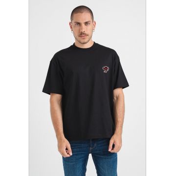 Tricou din bumbac cu decolteu la baza gatului