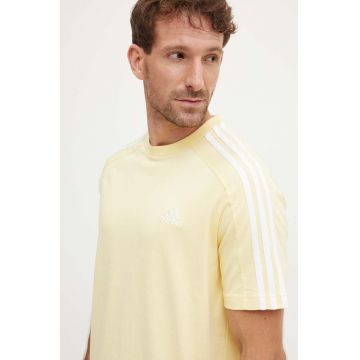 adidas tricou din bumbac Essentials barbati, culoarea galben, neted, IX0159