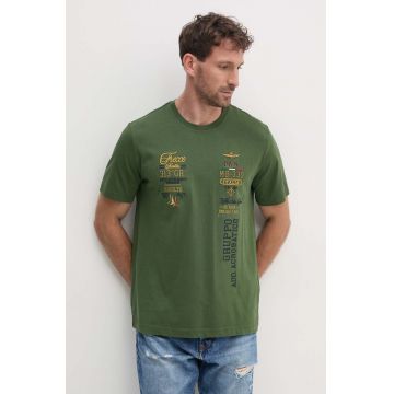 Aeronautica Militare tricou din bumbac barbati, culoarea verde, cu imprimeu, TS2226J635