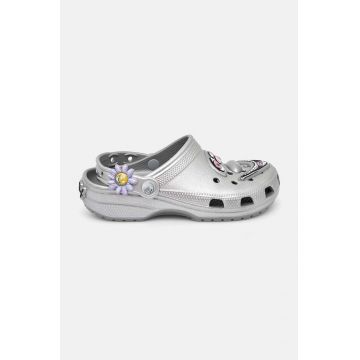 Crocs papuci Scharf Classic Clog culoarea argintiu, 209487