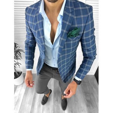 Sacou barbati slim fit in carouri 12715 P19-2.2