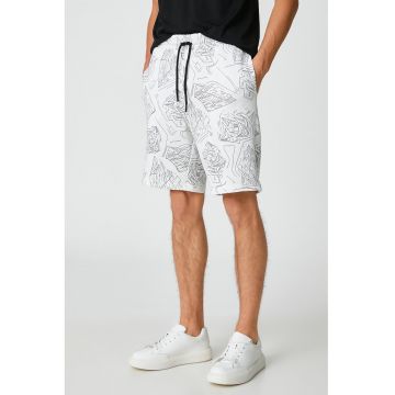 Pantaloni scurti sport din amestec de bumbac cu model grafic