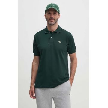 Lacoste polo de bumbac culoarea verde, neted