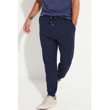 Pantaloni de trening din amestec de bumbac cu snur de ajustare in talie