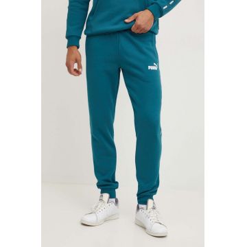 Puma pantaloni de trening barbati, culoarea turcoaz, cu imprimeu