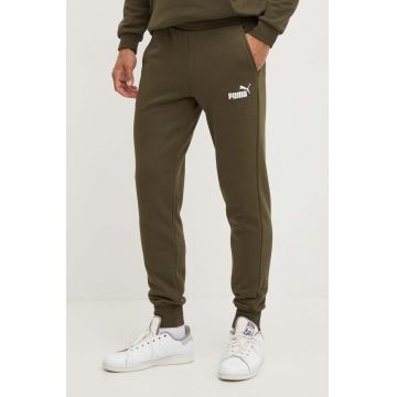 Puma pantaloni de trening culoarea verde, cu imprimeu, 586715