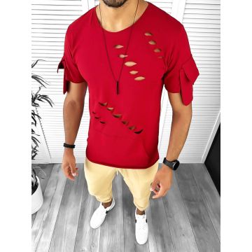 Tricou barbati slim fit rosu 12833