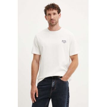 A.P.C. tricou din bumbac standard rue madame GOTS culoarea bej, cu imprimeu, COHBU.M26388