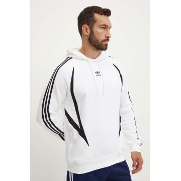 adidas Originals hanorac de bumbac barbati, culoarea alb, cu glugă, modelator, IZ4829