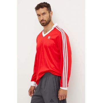 adidas Originals longsleeve Adicolor Piqué Football Long Sleeve barbati, culoarea rosu, cu imprimeu, IX5226