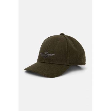 Aeronautica Militare șapcă de lana culoarea verde, neted, HA1085CT2333