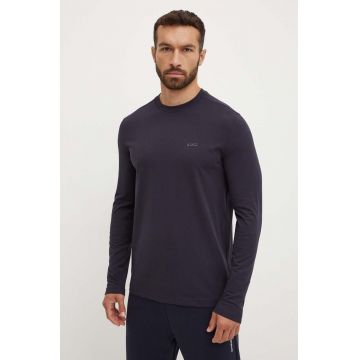 Boss Green longsleeve barbati, culoarea albastru marin, neted, 50506365