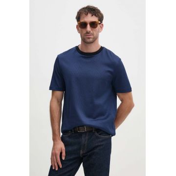 BOSS tricou din bumbac barbati, culoarea albastru marin, melanj, 50518539