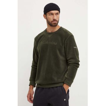 Columbia hanorac fleece Steens Mountain Crew 2.0 culoarea verde, neted, 2054261