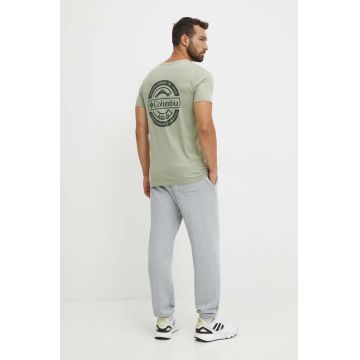 Columbia tricou din bumbac barbati, culoarea verde, cu imprimeu