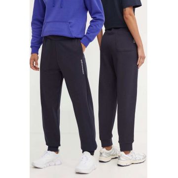 EA7 Emporio Armani pantaloni de trening din bumbac culoarea albastru marin, cu imprimeu, PJTKZ.6DUP57