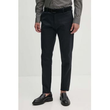 Emporio Armani pantaloni barbati, culoarea albastru marin, mulata, 8N1P15 1NGCZ