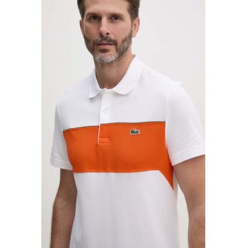 Lacoste polo de bumbac culoarea alb, modelator, PH2847