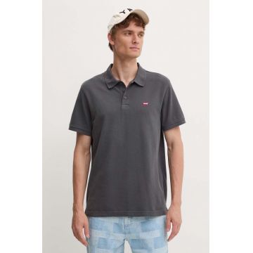 Levi's polo de bumbac culoarea gri, neted