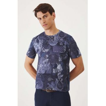 Medicine tricou din bumbac bărbați, culoarea bleumarin, cu imprimeu