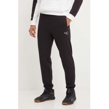 Puma pantaloni de trening din bumbac culoarea negru, neted, 676816