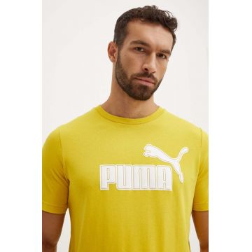 Puma tricou barbati, culoarea galben, cu imprimeu, 681861