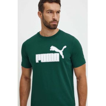 Puma tricou barbati, culoarea verde, cu imprimeu, 681861