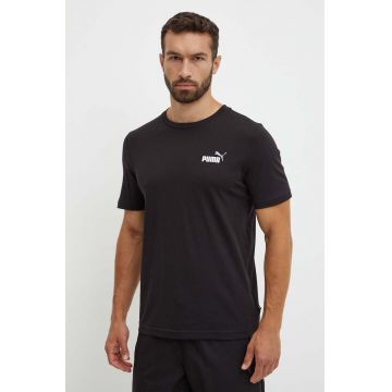 Puma tricou din bumbac barbati, culoarea negru, melanj