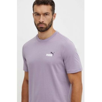 Puma tricou din bumbac barbati, culoarea violet, melanj