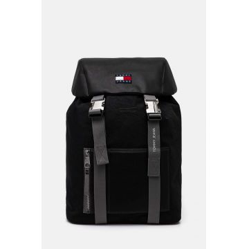 Tommy Jeans rucsac barbati, culoarea negru, mare, neted, AM0AM12627