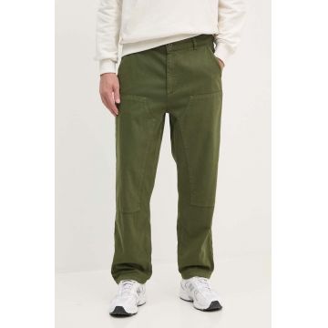 United Colors of Benetton pantaloni din amestec de in culoarea verde, drept, 4V3EUF04A