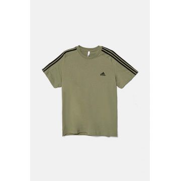 adidas tricou din bumbac Essentials barbati, culoarea verde, cu imprimeu, JE0346