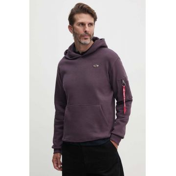 Alpha Industries bluza barbati, culoarea violet, cu glugă, neted, 148337