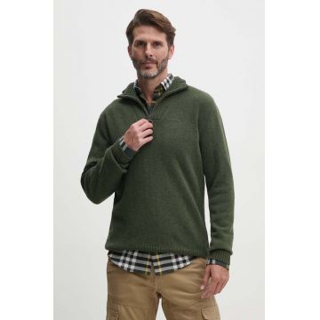 Barbour pulover de lana barbati, culoarea verde, light, cu turtleneck