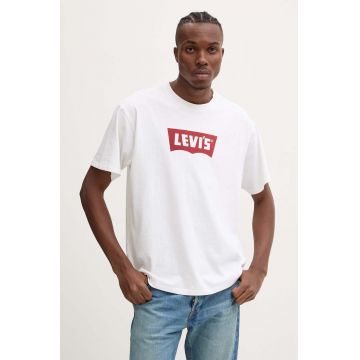 Levi's tricou din bumbac barbati, culoarea alb, cu imprimeu, 000RY