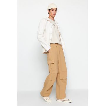 Pantaloni cargo relaxed fit cu snur in talie