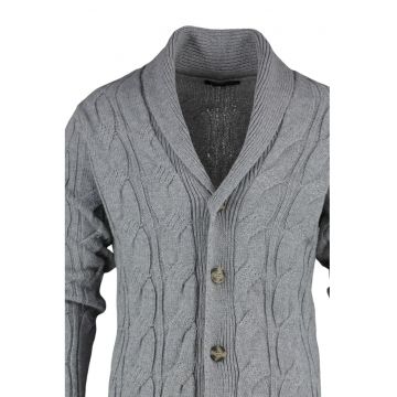 Cardigan slim fit cu revere si model torsade