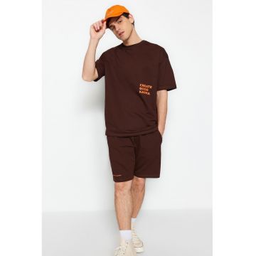 Set de tricou cu maneci cazute si pantaloni scurti