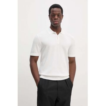 Sisley tricou polo barbati, culoarea bej, neted, 112AS300H