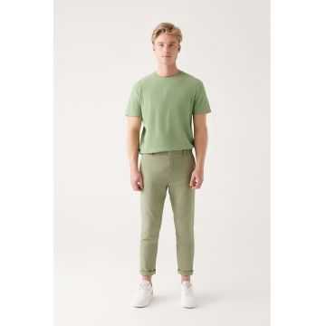 Pantaloni chino relaxed fit din amestec de in